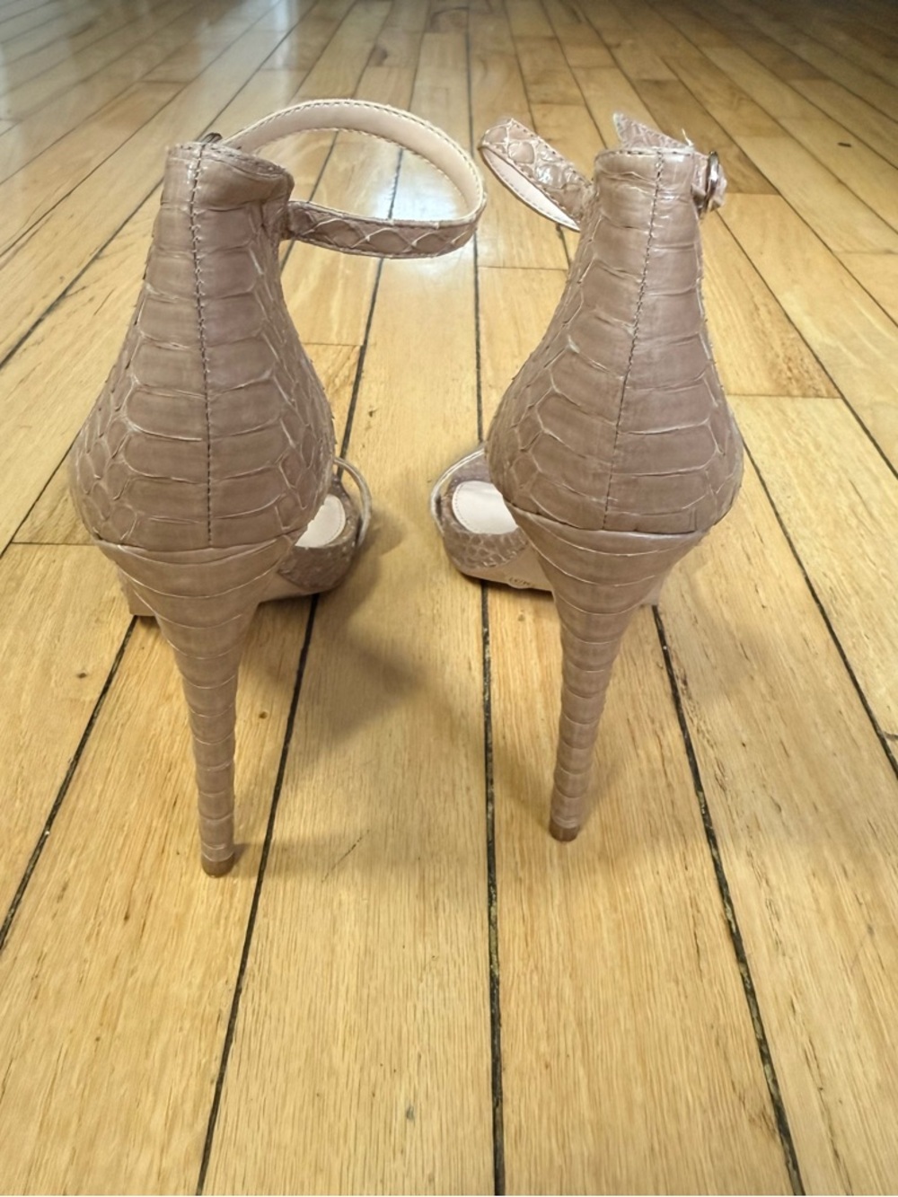 Vince Camuto Taupe Textured Ankle-Strap Heels - Picture 2 of 3